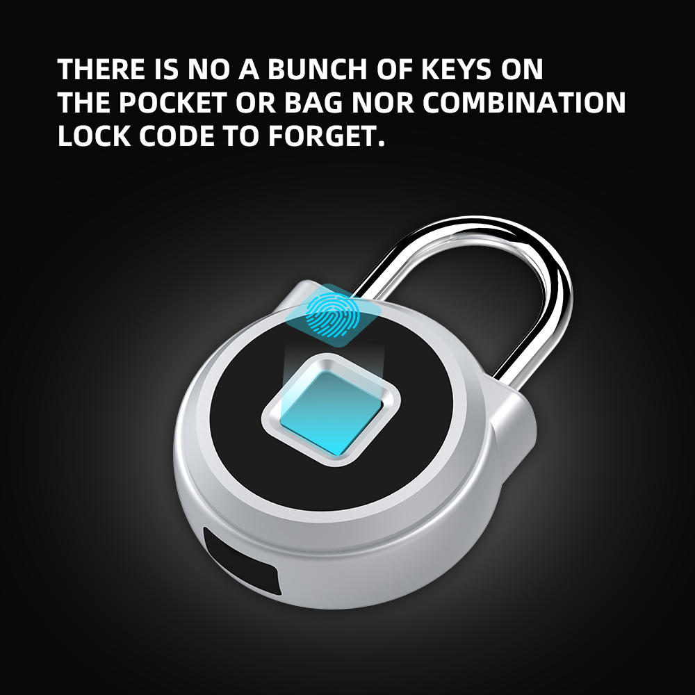 Fingerprint Padlock Smart Lock Anti-theft Security Lock Door Gym Locker Luggage Backpack Drawer