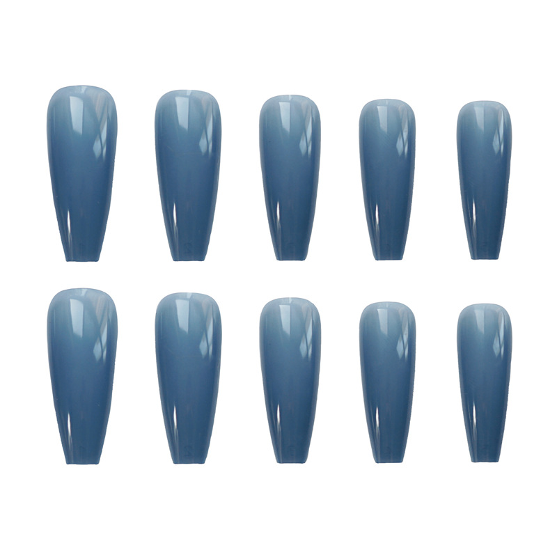 Long Ballet Jelly Blue Fake Nail Pieces Wearing Nail Stickers Finished Nail Pieces view 2
