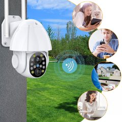 Dual-Lens Camera Outdoor Auto Tracking Cloud CCTV Home Security IP Camera CCTV 4X Zoom Audio Speed