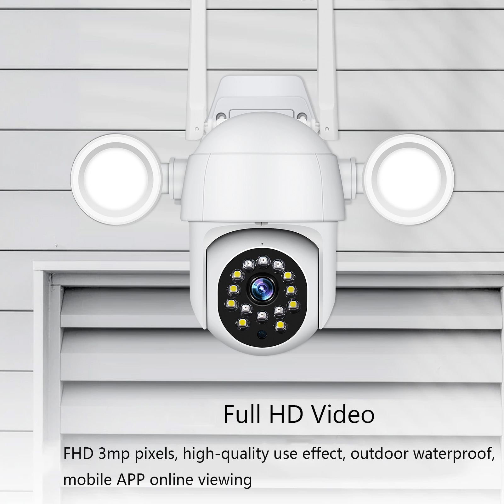 Wall Lamp FHD 3MP Outdoor PTZ Security Camera Wireless WiFi IP66 Waterproof Infrared Night Vision