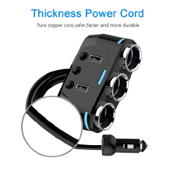 12 - 24V Car Charger Digital USB Charger 3-Way Car Charger Lighter Socket Adapter Rotation
