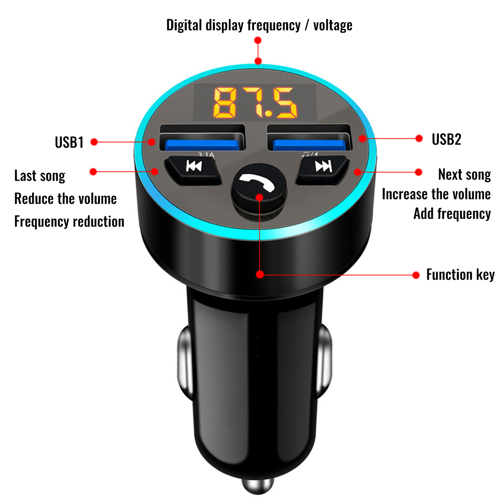 Fast Charging Usb Car Wireless Bluetooth Fm Radio Transmitter Car Mp3 Radio Charger