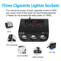 USB Car Charger Splitter Adapter Fast Charge LED Voltage Display Socket Splitter Charger 4 USB