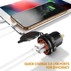 2USBCar Charger Socket Digital Display Voltmeter USB Charger Socket with ON-OFF Switch for Motorcycl