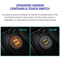 2USBCar Charger Socket Digital Display Voltmeter USB Charger Socket with ON-OFF Switch for Motorcycl