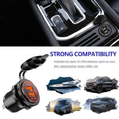 2USBCar Charger Socket Digital Display Voltmeter USB Charger Socket with ON-OFF Switch for Motorcycl