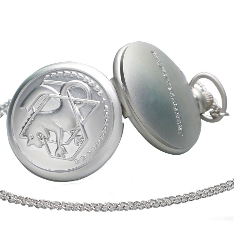Metal Alchemist Dull Polish Theme Pocket Watch Quartz Fob Pendant Clock Gifts Steampunk Pocket Chain Pocket Watches for Men