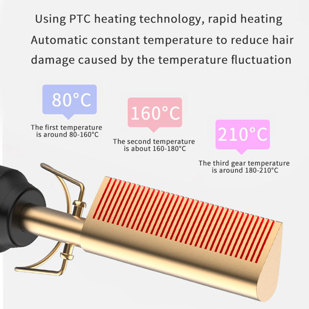 Heating Hot Comb Professional Hair Straightener for wigs Heated Comb Electric  Hair styling Comb Curler  for women Voltage 220V