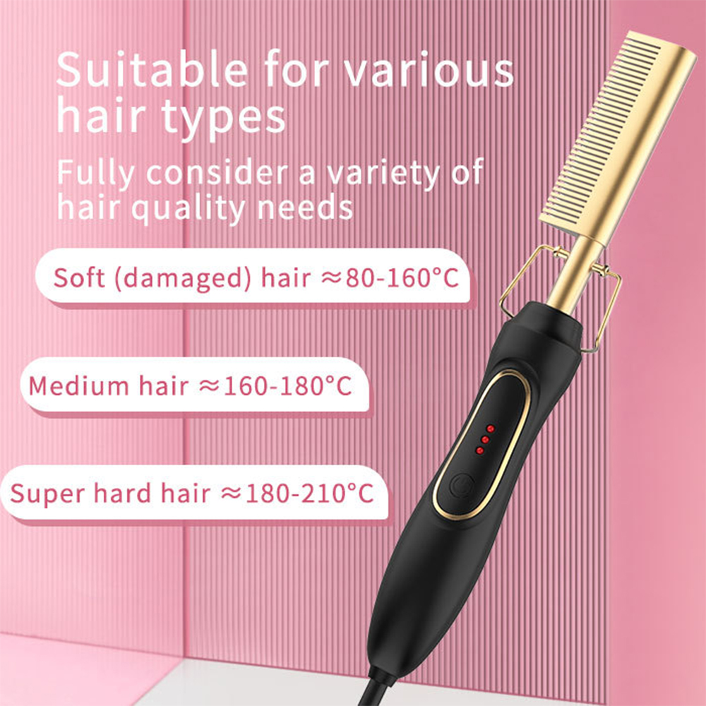Heating Hot Comb Professional Hair Straightener for wigs Heated Comb Electric  Hair styling Comb Curler  for women Voltage 220V