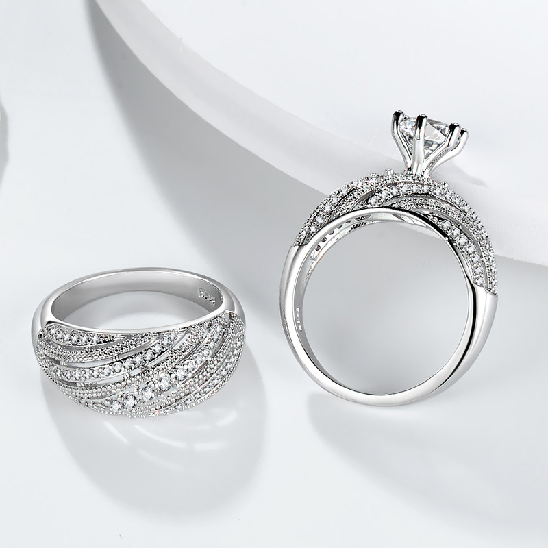 Wedding Ring Set For Female Women Bride Engagement Anniversary Gift  Jewelry