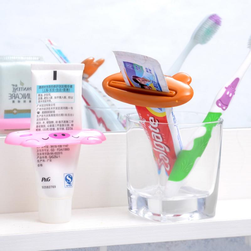 For Home Bathroom 4 Pcs Animal Easy Toothpaste Dispenser Plastic Tooth Paste Tube Toothpaste Squeezer Rolling Holder