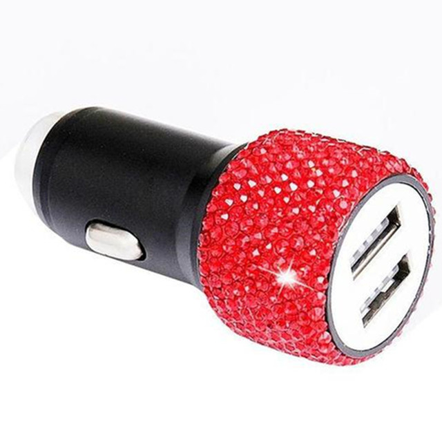 Dual USB Port Fast Charging Car Charger Safety Hammer Design To Help Break Windows In Emergencies With Bling Rhinestones Crystal