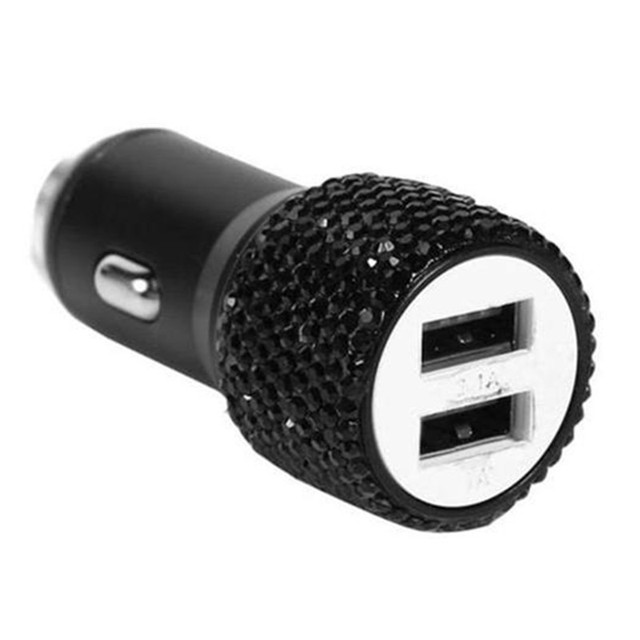 Dual USB Port Fast Charging Car Charger Safety Hammer Design To Help Break Windows In Emergencies With Bling Rhinestones Crystal