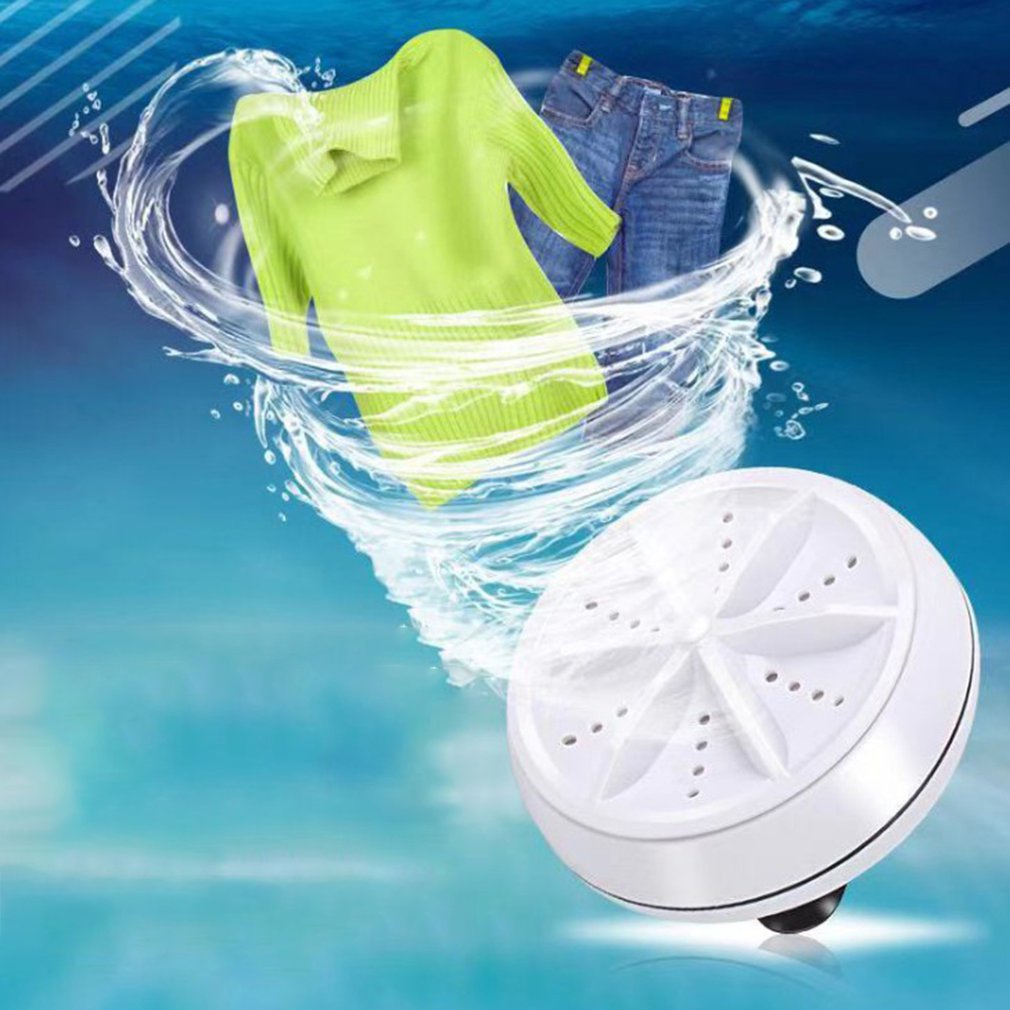 Mini Ultrasonic Washing Machine Portable Turbo Personal Rotating Washer Convenient Travel Home Business Travel USB Powered