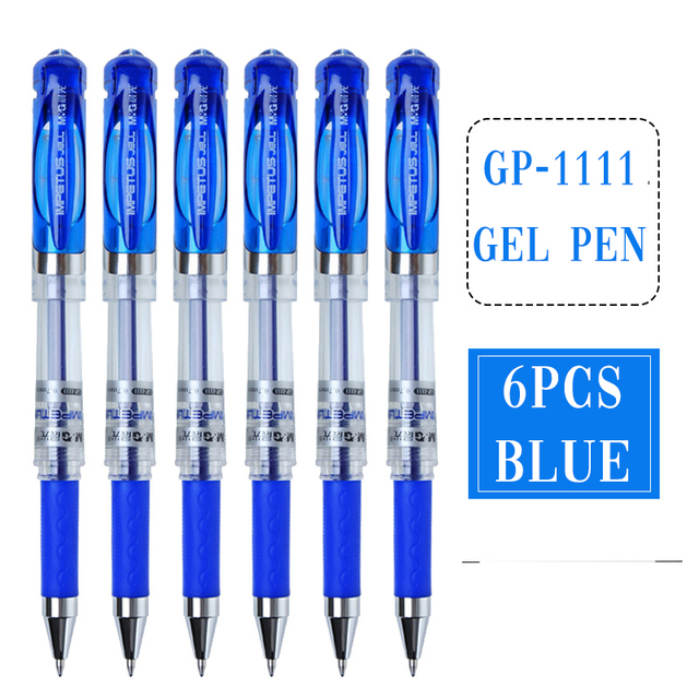 6pcs 1.0mm Creative Black Blue Ink Gel Pen High Quality Touch Pen Student Exam Pen Writing Tool School Stationery