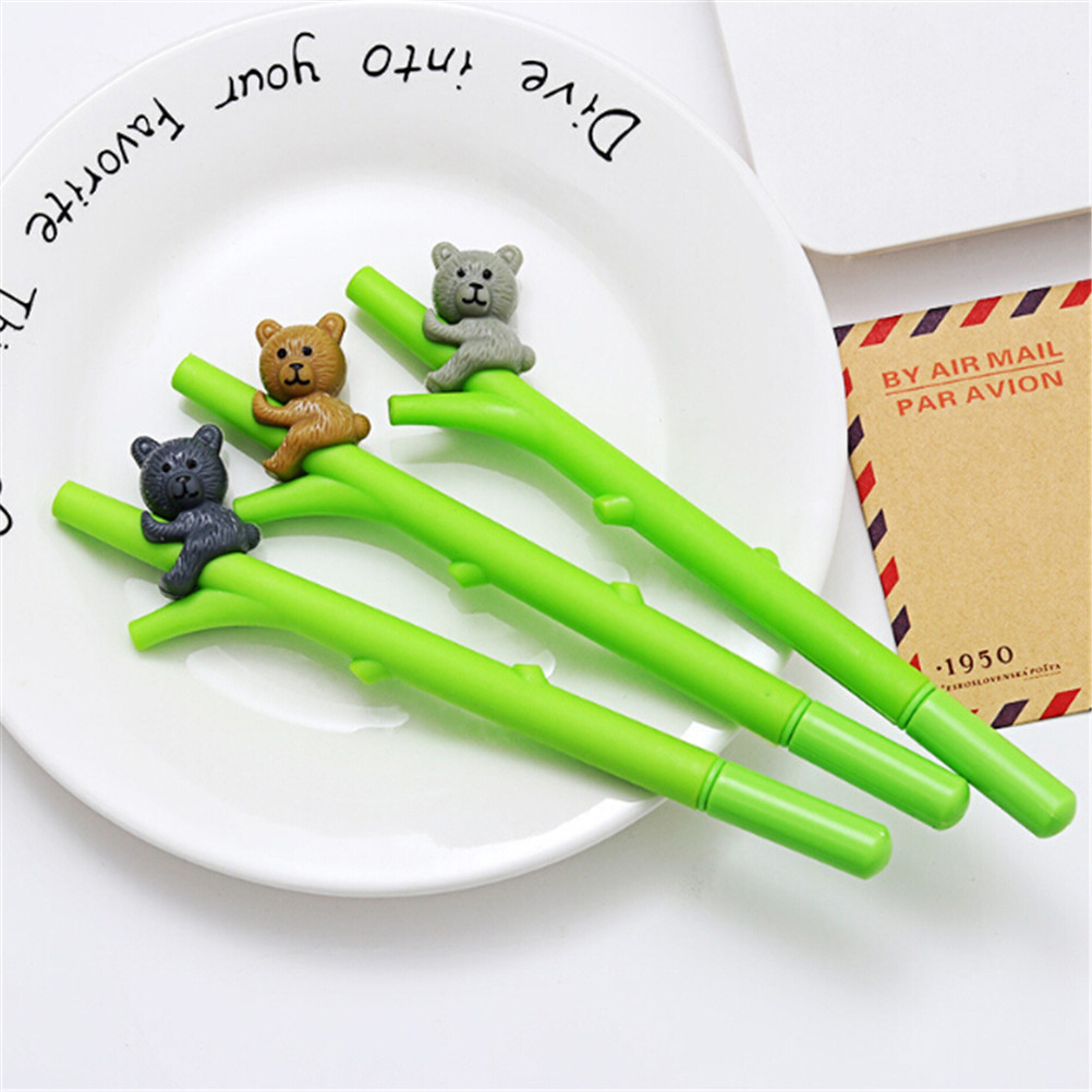6pcs 0.5mm Creative Cartoon Koala Branches Black Ink Gel Pen Signing Pen Writing Tool School Office Supply Student Stationery