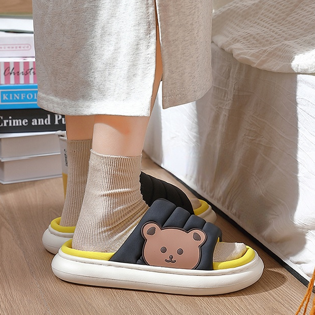 Summer WomenLinen Down Thick Sole Cartoon Slippers Indoor Flip Flops Soft Anti-Slip Couple Home Sandals Slides Ladies Shoes