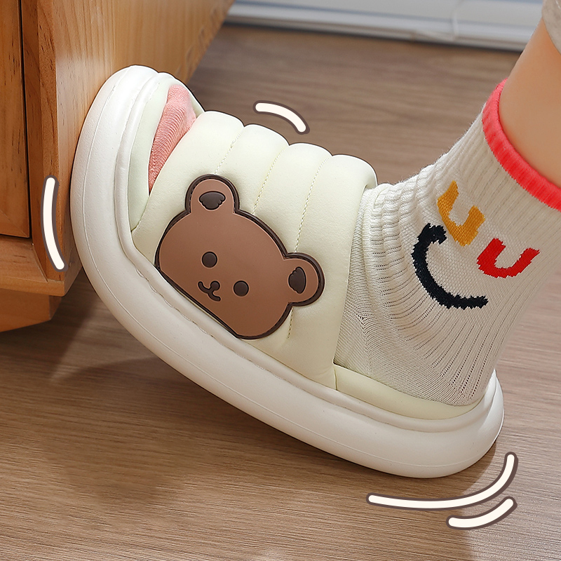 Summer Women Men Cartoon Linen Down Thick Sole Slippers Indoor Flip Flops Soft Anti-Slip Couple Home Sandals Slides Ladies Shoes