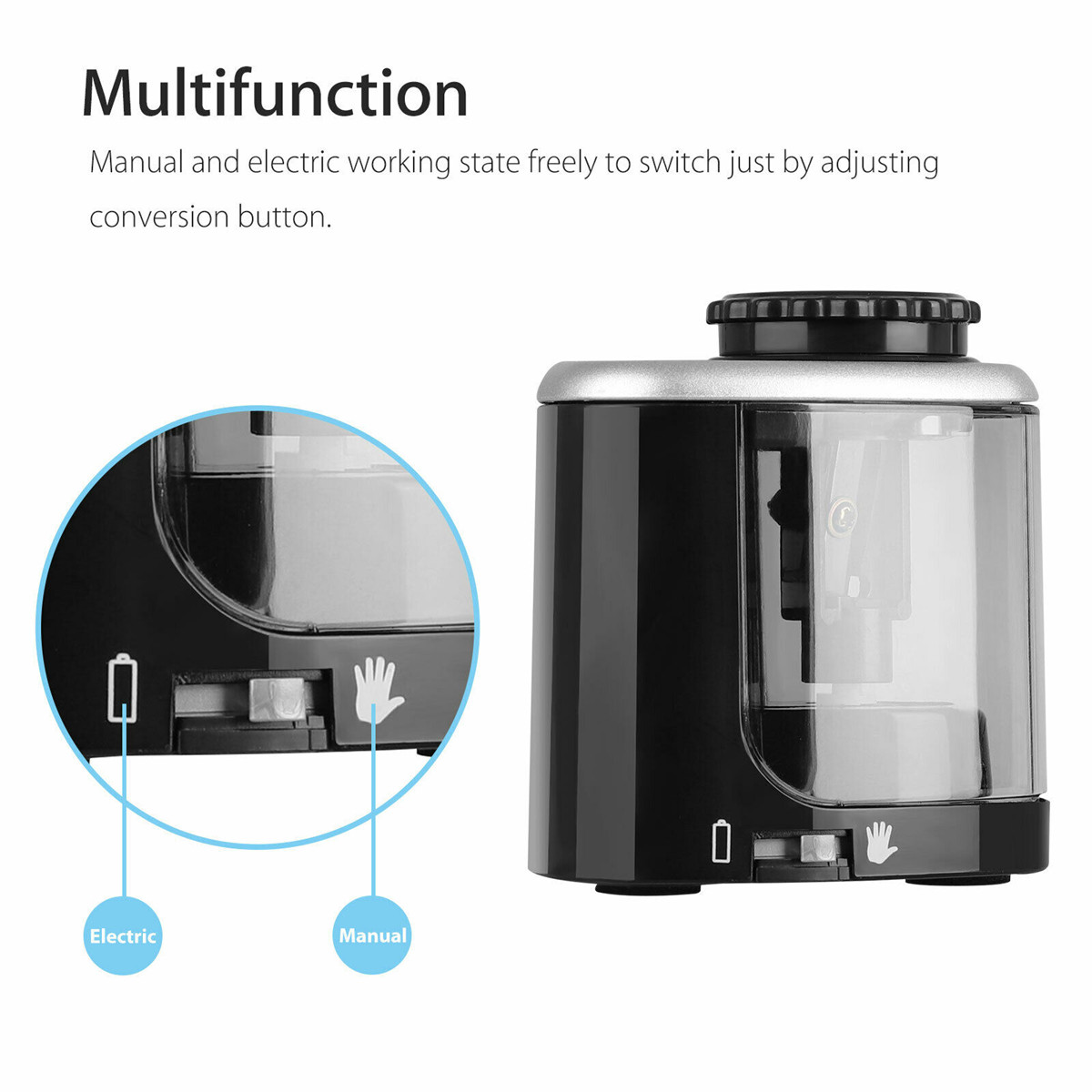 Electric Auto Pencil Sharpener Safe Student Helical Steel Blade Sharpener for Artists Kids Adults Colored Pencils