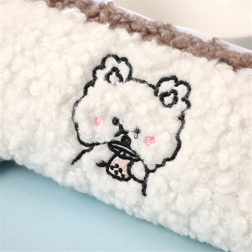 1pc Cute Bear Pencil Case Kawaii Stationery Soft Plush Pencil Bag Stationery Holder Kids Gifts Office School Supplies