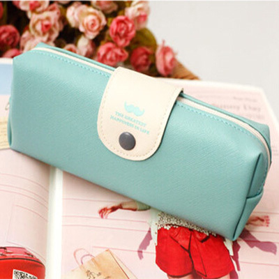 korean candy color pencil case PU leather school pencil bag for girl stationery estojo escolar school supplies