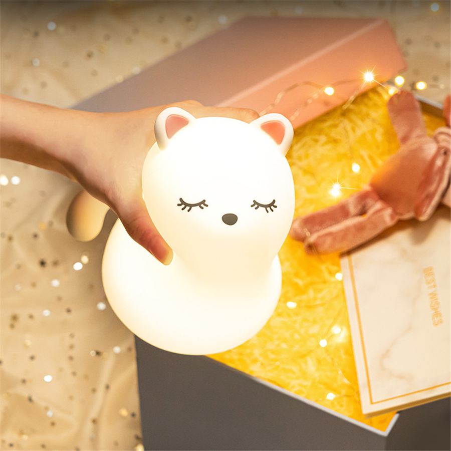 LED Night Light Lamp Colors Cute Silicone Cat Room Nightlights Atmosphere Table Bedroom Bedside Lamp USB Change for Kids Baby