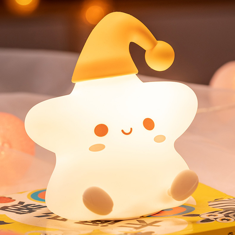 USB Rechargeable Night Light Star Silicone Night Lights Touch Sensor Bedroom Bedside Lamp For Kids Baby Gift