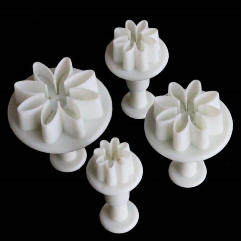 4Pcs Plum Flower Plunger Fondant Mold Cutter Cake Cookie Decorating Fondant Cookie Cutter  Decorating Tools Baking Accessories Kitchen Supplies