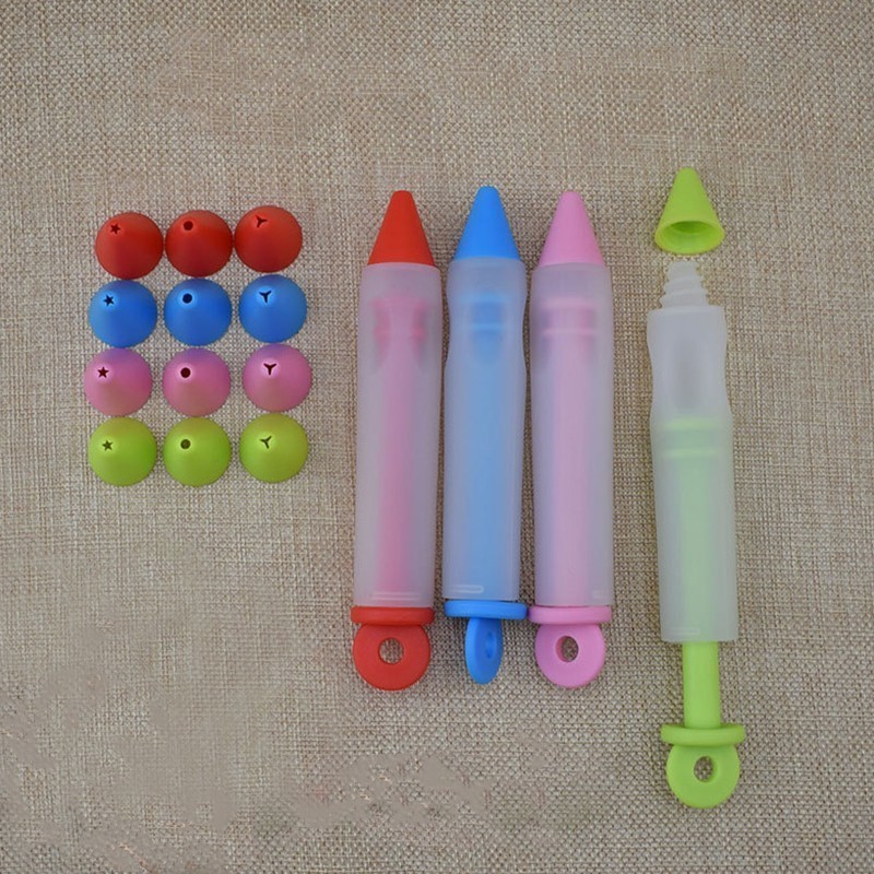 Cake Decorating Flower Pen Chocolate Cream Jam Squeezed Gun Syringe Pastry Cookie Painting Writing Baking Tool Silicone Kitchen Supplies