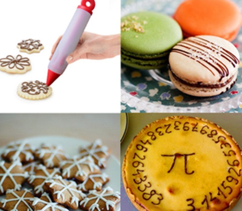 Cake Decorating Flower Pen Chocolate Cream Jam Squeezed Gun Syringe Pastry Cookie Painting Writing Baking Tool Silicone Kitchen Supplies