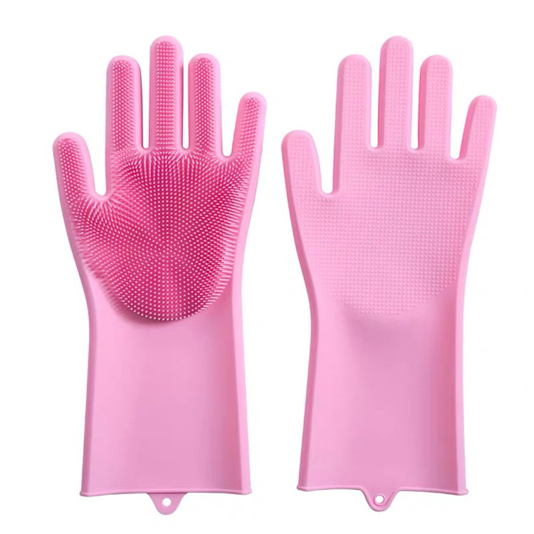 Silicone dishwashing gloves kitchen multifunctional cleaning household gloves household silicone gloves anti scald