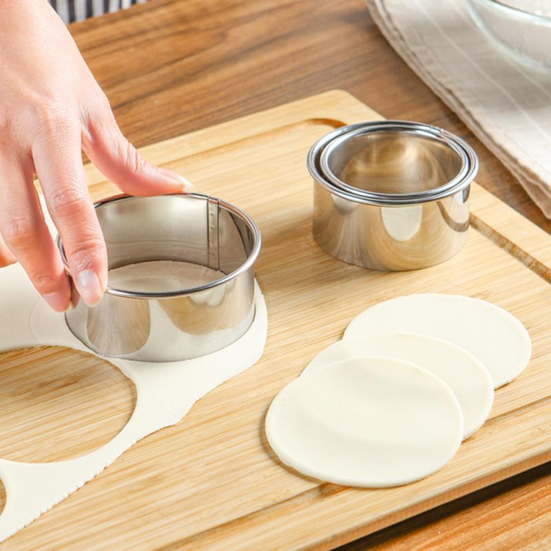 3Pcs Round Shaped Dough Cutting Tool Kitchen Gadgets Stainless Steel Dumplings Cutter Portable Dumplings Wrappers Molds