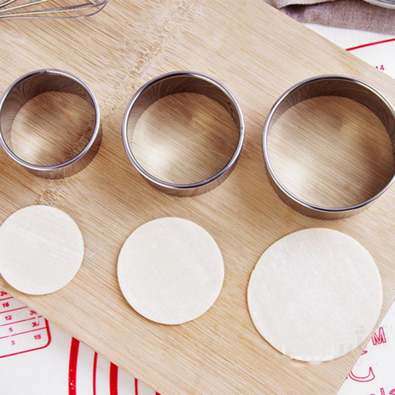 3Pcs Round Shaped Dough Cutting Tool Kitchen Gadgets Stainless Steel Dumplings Cutter Portable Dumplings Wrappers Molds