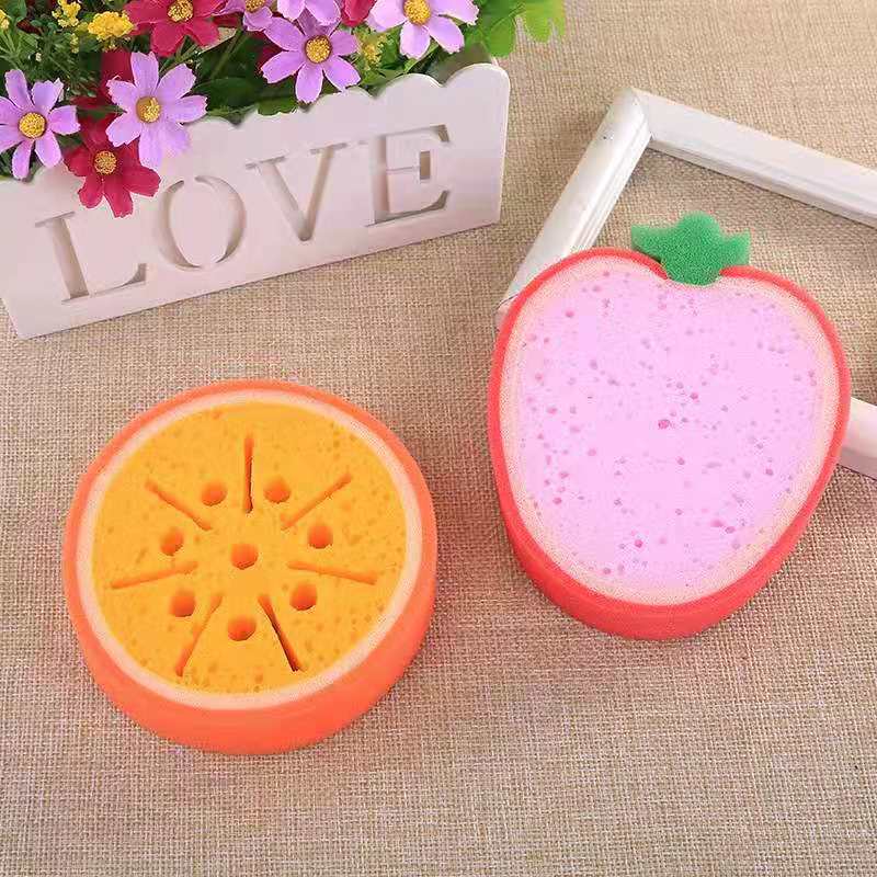 1Pcs Fruit Bath Sponge Dish Brush Shaped Bath Cute Cleaning Cartoon Tableware Glass Washing Kitchen Cleaner Bathroom Supplies