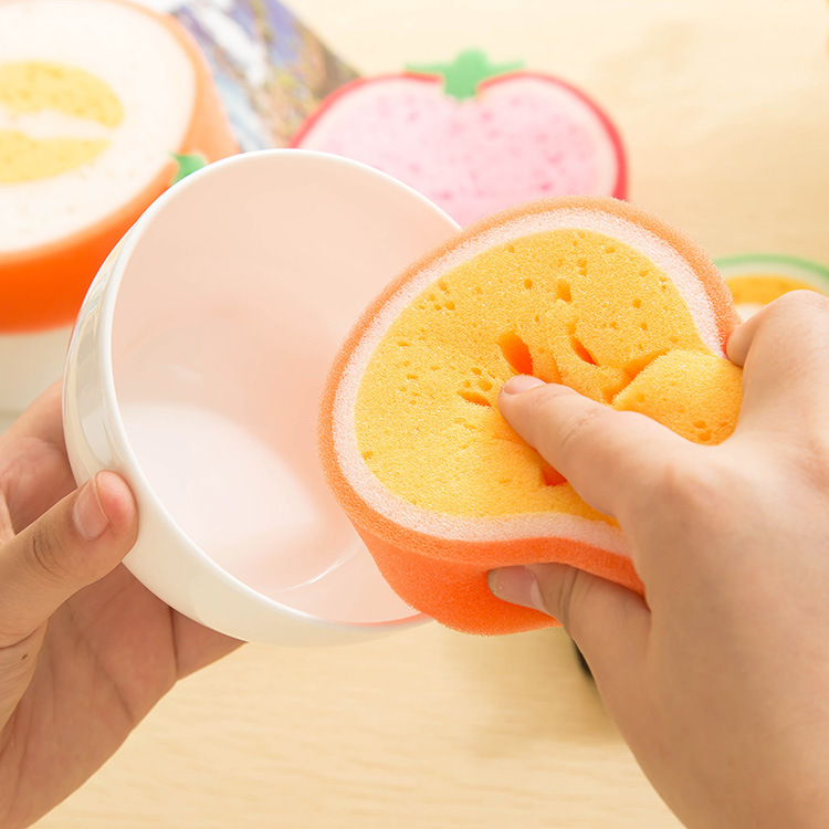 1Pcs Fruit Bath Sponge Dish Brush Shaped Bath Cute Cleaning Cartoon Tableware Glass Washing Kitchen Cleaner Bathroom Supplies