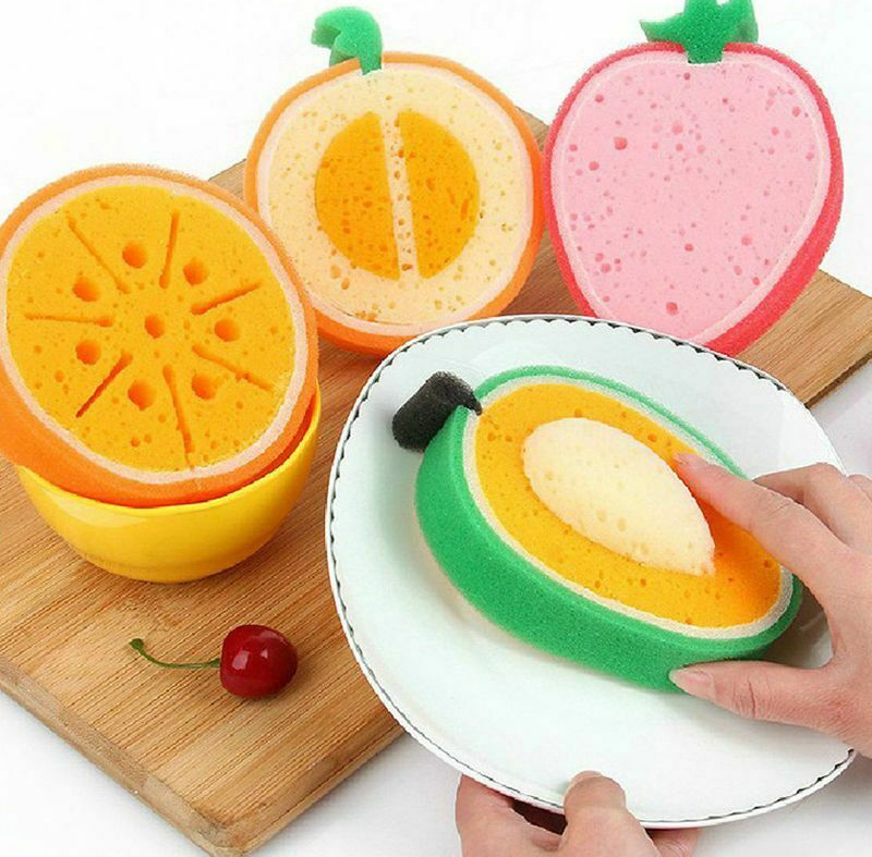 1Pcs Fruit Bath Sponge Dish Brush Shaped Bath Cute Cleaning Cartoon Tableware Glass Washing Kitchen Cleaner Bathroom Supplies