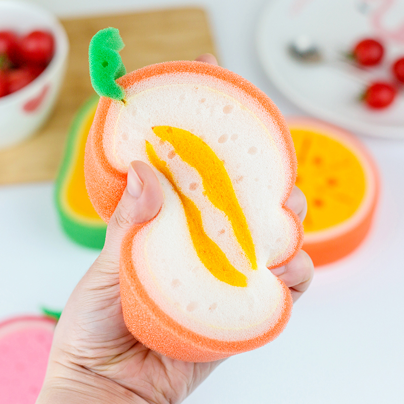 1Pcs Fruit Bath Sponge Dish Brush Shaped Bath Cute Cleaning Cartoon Tableware Glass Washing Kitchen Cleaner Bathroom Supplies