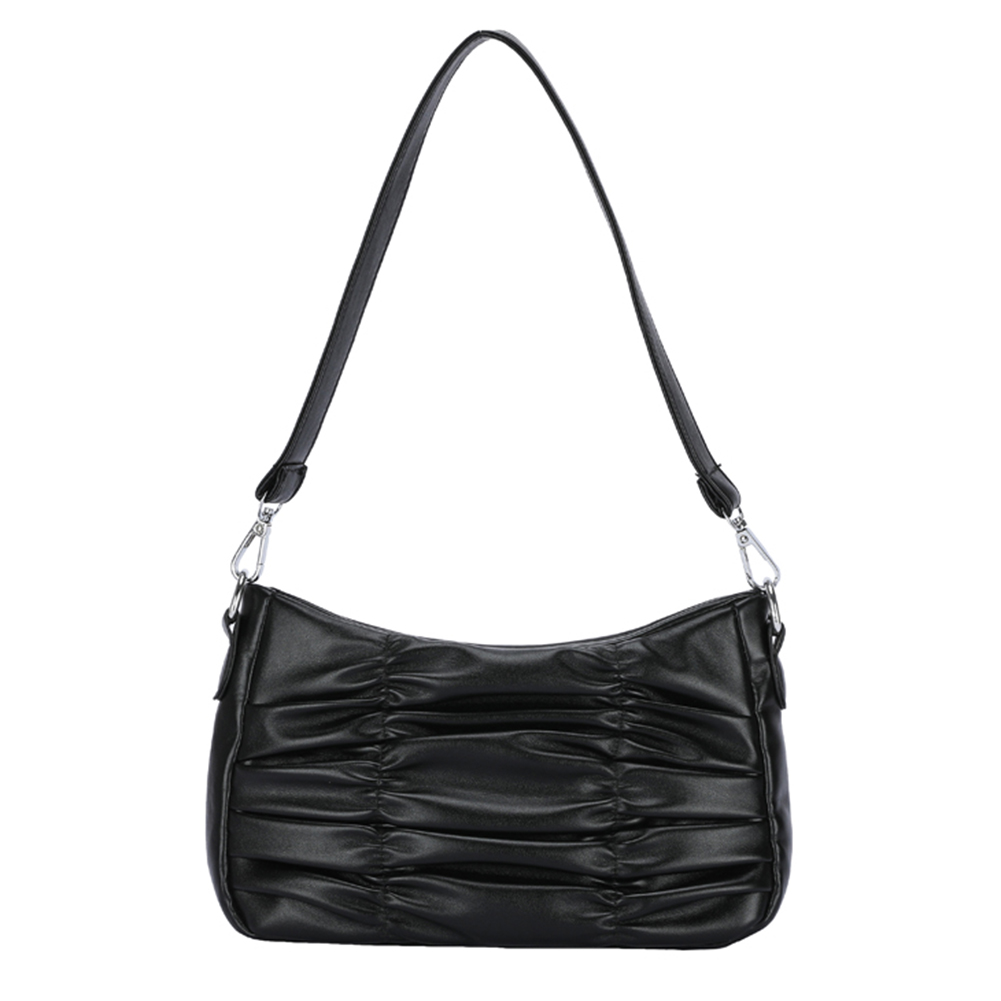 Women's Handbag Fashion Solid Color Pleated Simple PU Leather Underarm Shoulder Bags Female Casual Shopping Clutch Wild Pursess