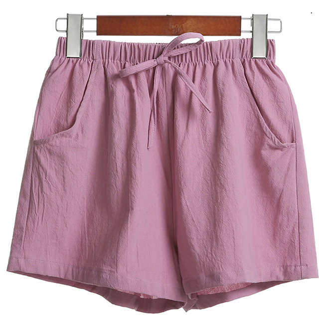 2021 Summer Elegant High Waist Flax Shorts Women Casual Solid Wide Leg Loose Cotton Short Pants Bottom Pant Pocket Black Trouser