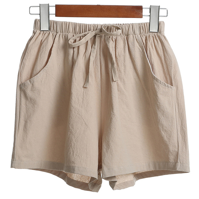 2021 Summer Elegant High Waist Flax Shorts Women Casual Solid Wide Leg Loose Cotton Short Pants Bottom Pant Pocket Black Trouser