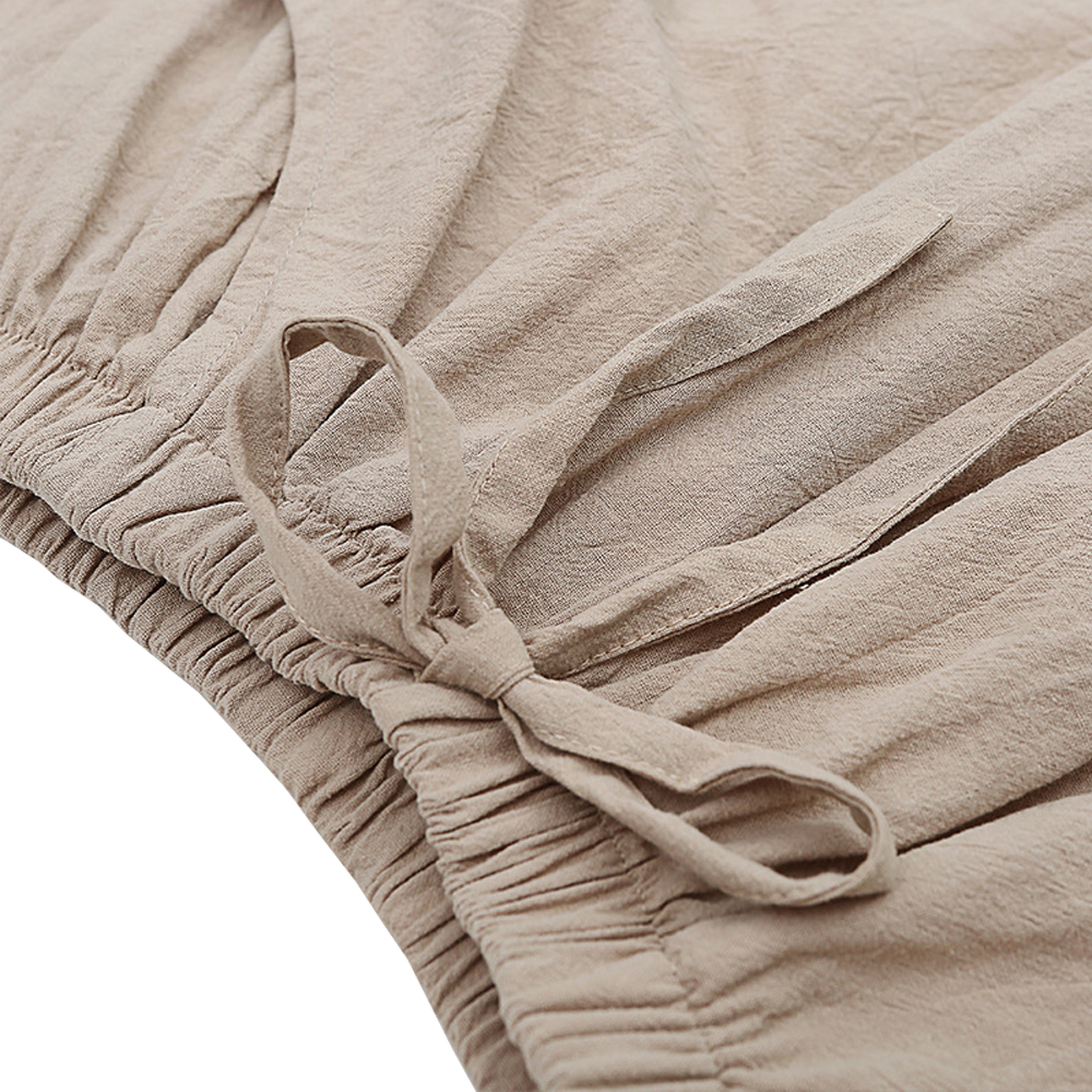 2021 Summer Elegant High Waist Flax Shorts Women Casual Solid Wide Leg Loose Cotton Short Pants Bottom Pant Pocket Black Trouser