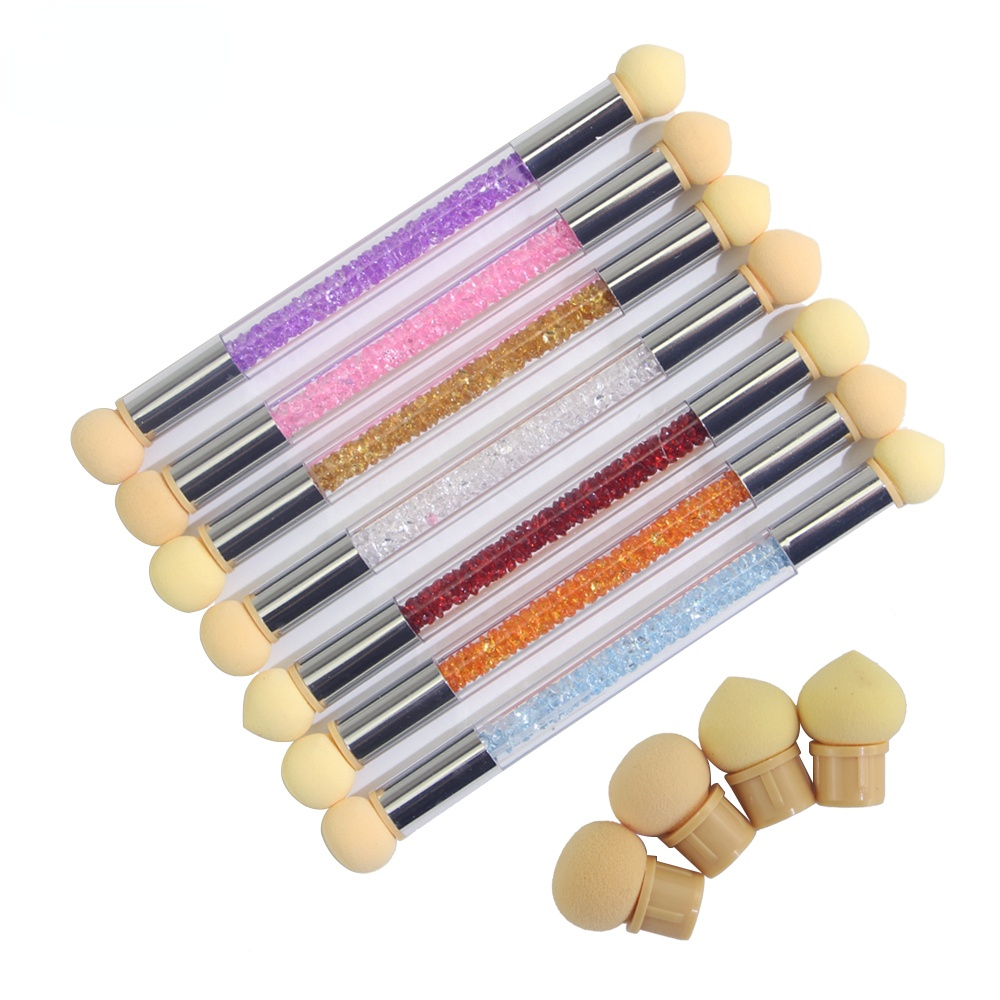 Nail Art Gel Polish Color Gradient Brush With 4 Replace Sponge Heads Glitter Powder Dotting Gradient Pen Sponge Nail Art