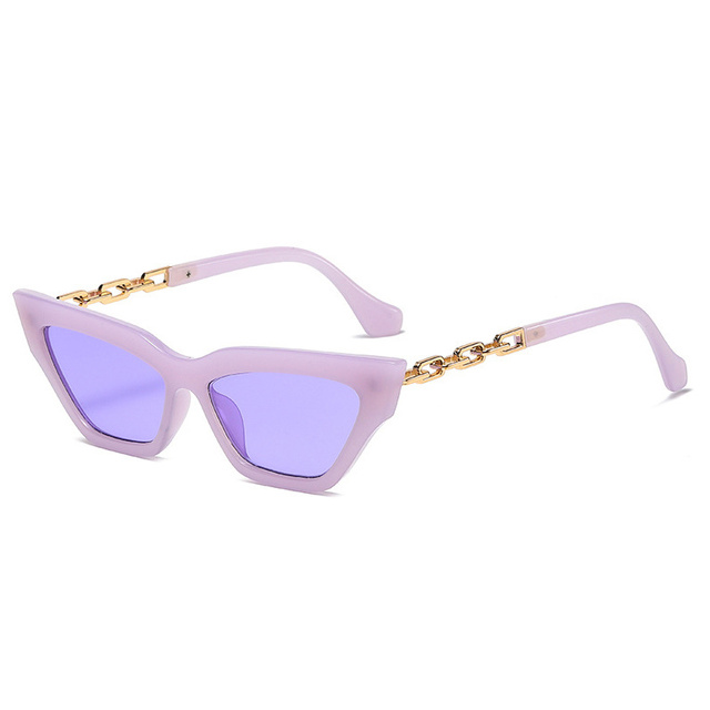 Cat Eye Vintage Sunglasses Women Fashion Metal Chain Design Female Sun Glasses Candy Colors Retro Designer Oculos De Sol