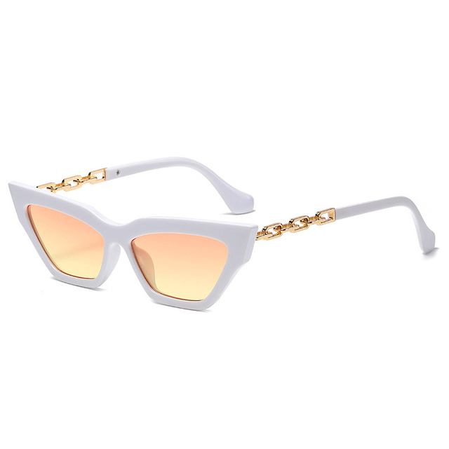 Cat Eye Vintage Sunglasses Women Fashion Metal Chain Design Female Sun Glasses Candy Colors Retro Designer Oculos De Sol