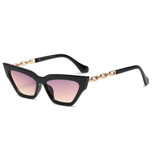 Cat Eye Vintage Sunglasses Women Fashion Metal Chain Design Female Sun Glasses Candy Colors Retro Designer Oculos De Sol