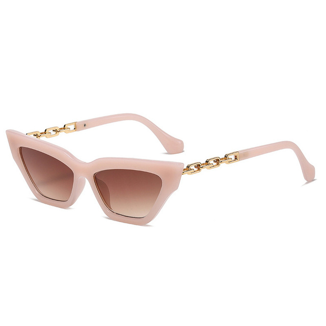 Cat Eye Vintage Sunglasses Women Fashion Metal Chain Design Female Sun Glasses Candy Colors Retro Designer Oculos De Sol