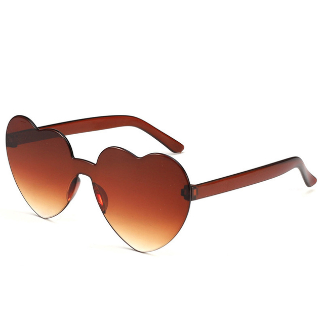 New One Piece Love Heart Lens Sunglasses Women Transparent Plastic Glasses Style Sun Glasses Female Clear Candy Color