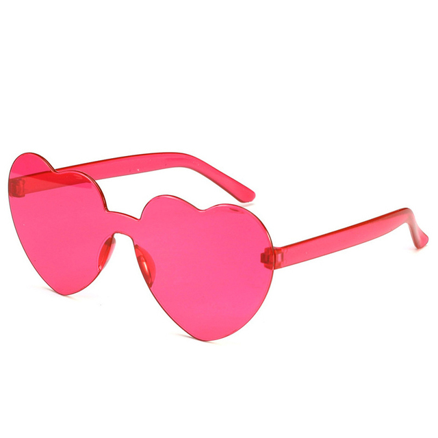 New One Piece Love Heart Lens Sunglasses Women Transparent Plastic Glasses Style Sun Glasses Female Clear Candy Color
