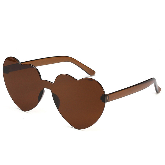 New One Piece Love Heart Lens Sunglasses Women Transparent Plastic Glasses Style Sun Glasses Female Clear Candy Color