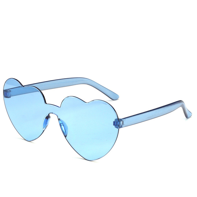 New One Piece Love Heart Lens Sunglasses Women Transparent Plastic Glasses Style Sun Glasses Female Clear Candy Color